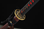 Clay Tempered T10 Steel Wakizashi Real Hamon Razor Sharp Samurai Sword Red Black