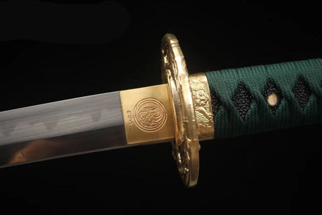 Authentic Clay Tempered T10 Steel Real Hamon Sharp Green Tiger Katana Sword