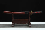 Clay Tempered T10 Steel Wakizashi Real Hamon Razor Sharp Samurai Sword Red Black